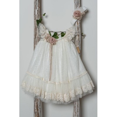 Baptism set, dress, for girls style romantic of fine lace