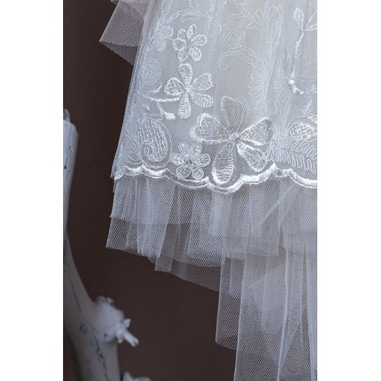 Φορεμα βαπτισης ιβουαρ σε ρομαντικο στυλ απο δαντελα