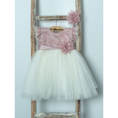 Baptist girl dress with satin and lace miguel