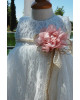 Romantic baptismal gown of white cotton lace Για κορίτσια